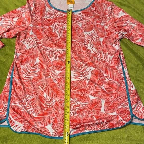 Ruby Rd. Red White and Blue Sz Large Woman's Top Leaf Print - Picture 3 of 5